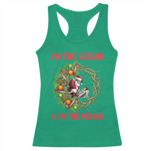 Santa Christmas Racerback Tank Top Baby Jesus Christian Xmas - Print Your Wear