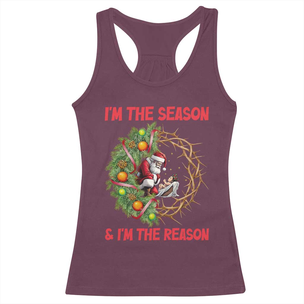 Santa Christmas Racerback Tank Top Baby Jesus Christian Xmas TS14 Maroon Print Your Wear