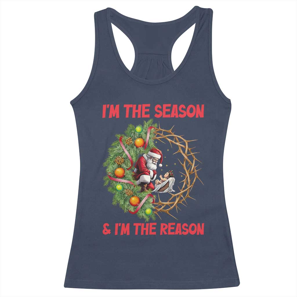 Santa Christmas Racerback Tank Top Baby Jesus Christian Xmas TS14 Navy Print Your Wear