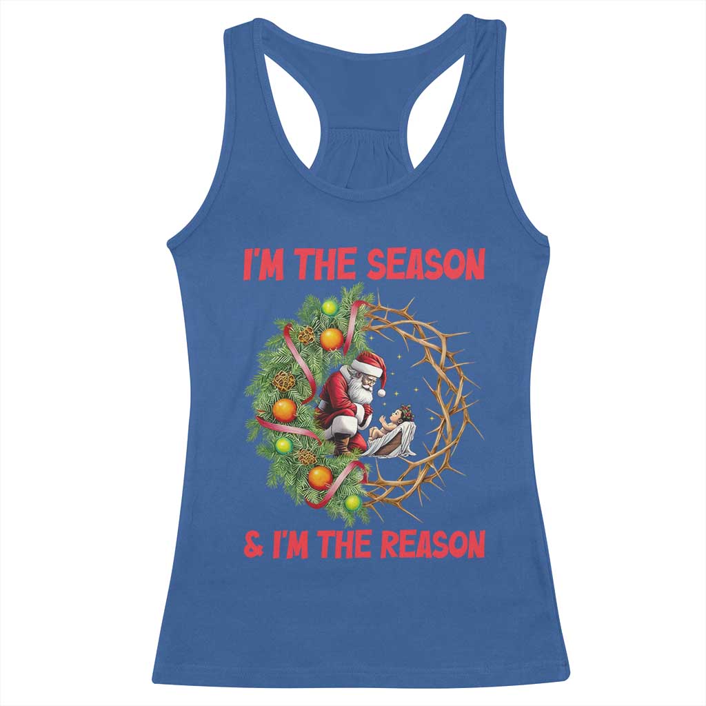 Santa Christmas Racerback Tank Top Baby Jesus Christian Xmas TS14 Royal Blue Print Your Wear