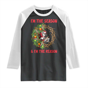 Santa Christmas Raglan Shirt Baby Jesus Christian Xmas - Print Your Wear