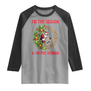 Santa Christmas Raglan Shirt Baby Jesus Christian Xmas - Print Your Wear