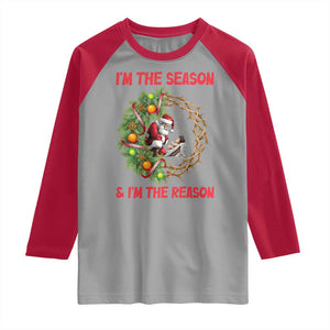 Santa Christmas Raglan Shirt Baby Jesus Christian Xmas - Print Your Wear