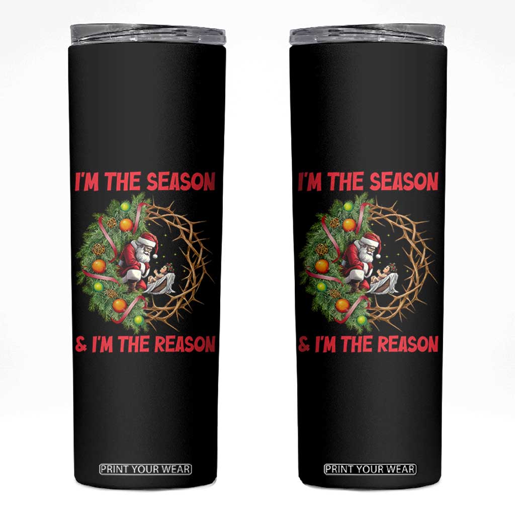 Santa Christmas Skinny Tumbler Baby Jesus Christian Xmas TS14 Black Print Your Wear