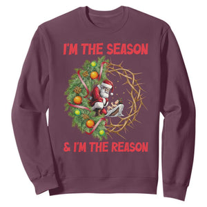 Santa Christmas Sweatshirt Baby Jesus Christian Xmas TS14 Maroon Print Your Wear