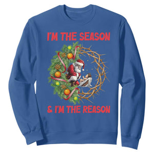 Santa Christmas Sweatshirt Baby Jesus Christian Xmas TS14 Royal Blue Print Your Wear