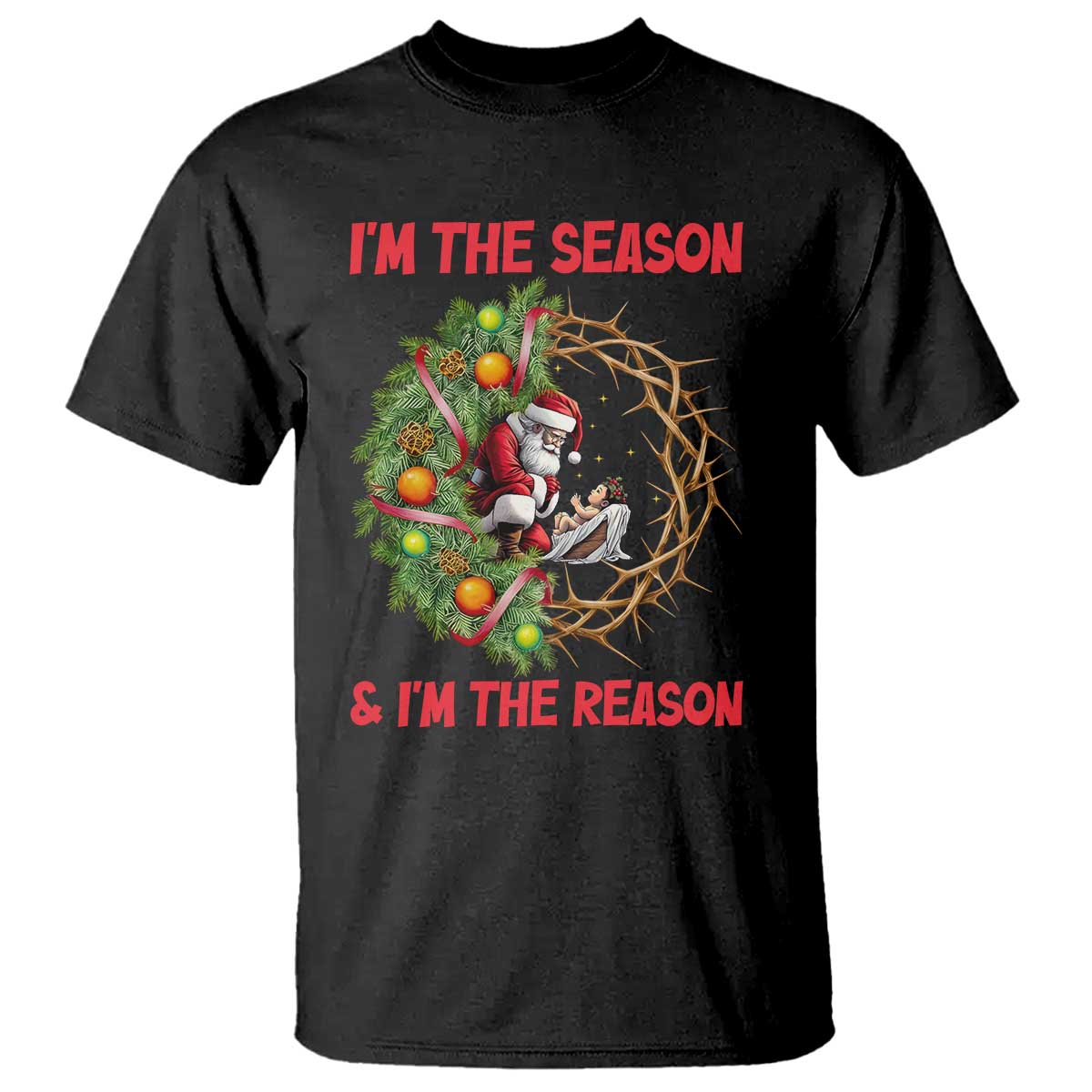 Santa Christmas T Shirt Baby Jesus Christian Xmas TS14 Black Print Your Wear