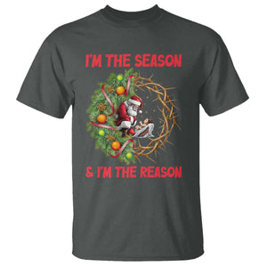 Santa Christmas T Shirt Baby Jesus Christian Xmas TS14 Dark Heather Print Your Wear