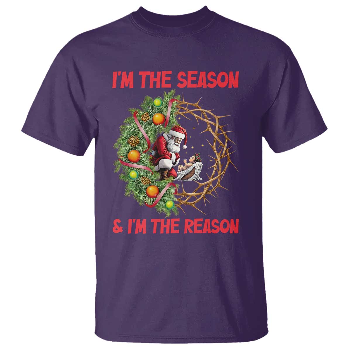 Santa Christmas T Shirt Baby Jesus Christian Xmas TS14 Purple Print Your Wear