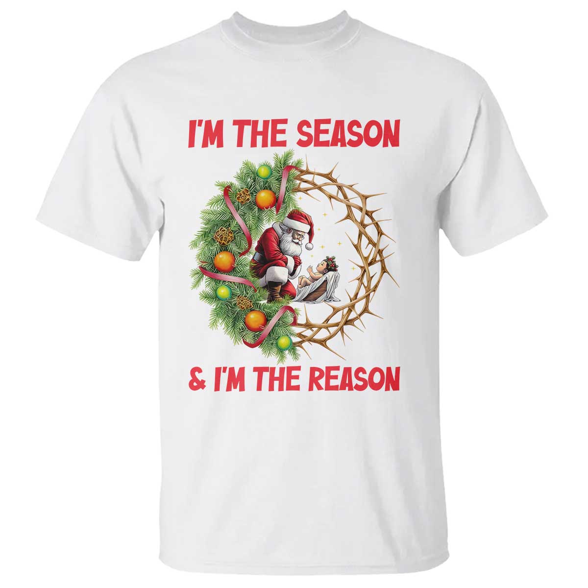 Santa Christmas T Shirt Baby Jesus Christian Xmas TS14 White Print Your Wear