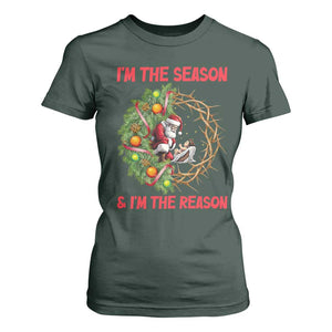Santa Christmas T Shirt For Women Baby Jesus Christian Xmas TS14 Dark Forest Green Print Your Wear