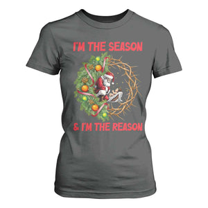 Santa Christmas T Shirt For Women Baby Jesus Christian Xmas TS14 Dark Heather Print Your Wear