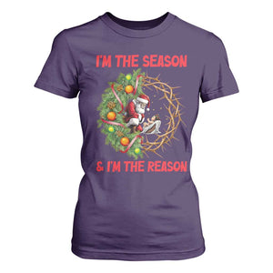 Santa Christmas T Shirt For Women Baby Jesus Christian Xmas TS14 Purple Print Your Wear