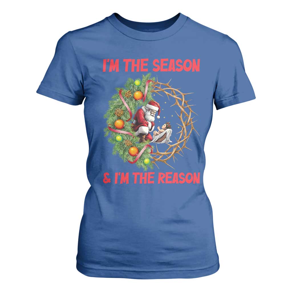 Santa Christmas T Shirt For Women Baby Jesus Christian Xmas TS14 Royal Blue Print Your Wear