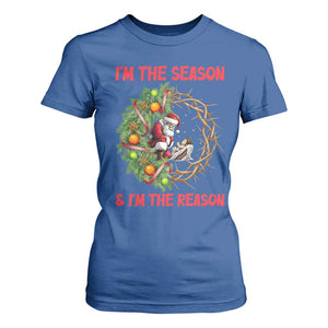 Santa Christmas T Shirt For Women Baby Jesus Christian Xmas TS14 Royal Blue Print Your Wear