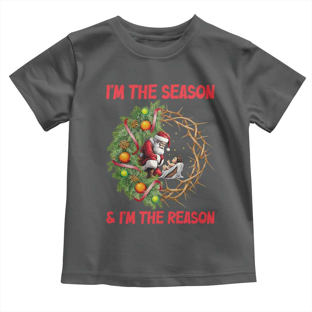 Santa Christmas Toddler T Shirt Baby Jesus Christian Xmas TS14 Dark Heather Print Your Wear