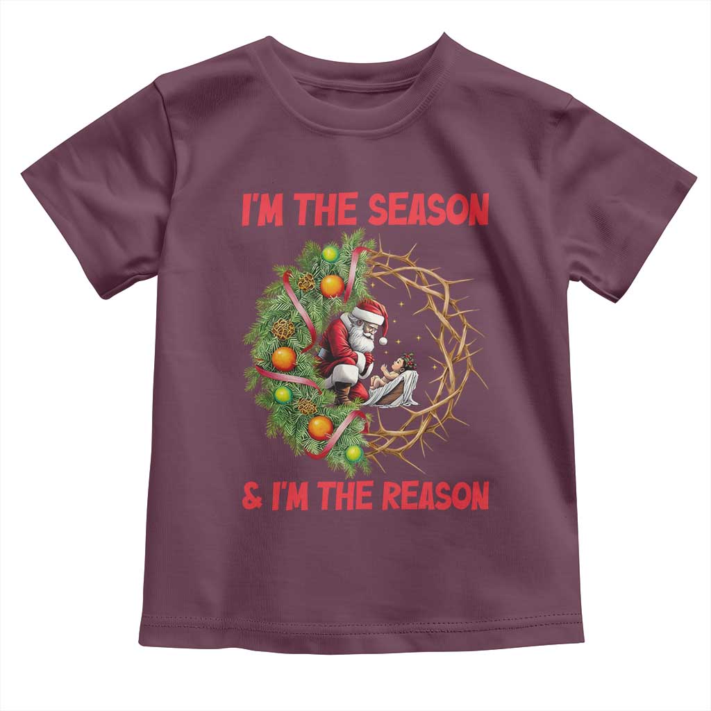 Santa Christmas Toddler T Shirt Baby Jesus Christian Xmas TS14 Maroon Print Your Wear