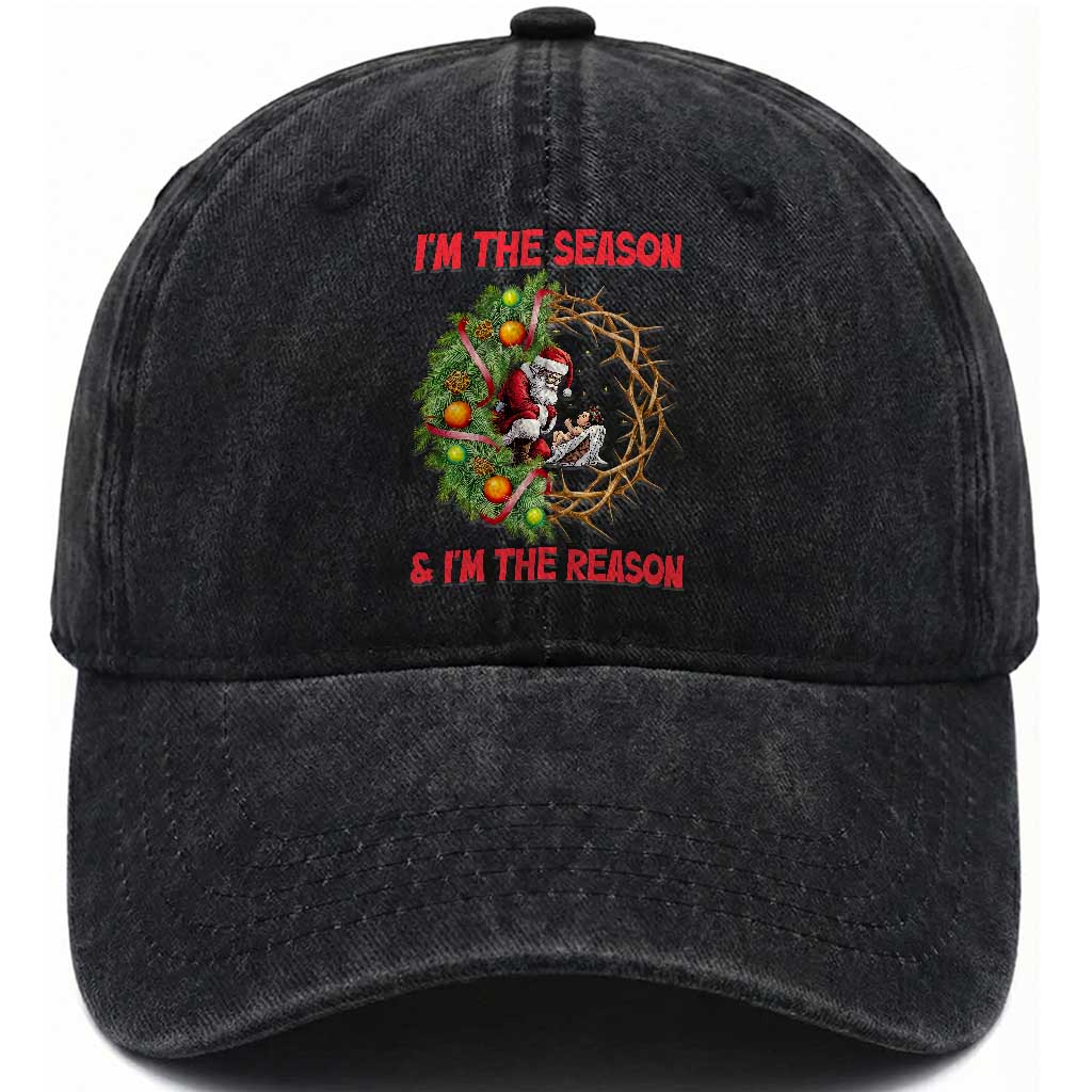 Santa Christmas Washed Cotton Baseball Cap Baby Jesus Christian Xmas TS14 Washed Cap Universal Fit Black Print Your Wear