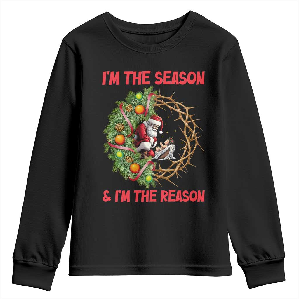 Santa Christmas Youth Sweatshirt Baby Jesus Christian Xmas TS14 Black Print Your Wear