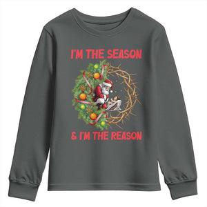Santa Christmas Youth Sweatshirt Baby Jesus Christian Xmas TS14 Dark Heather Print Your Wear