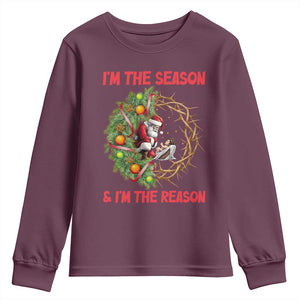 Santa Christmas Youth Sweatshirt Baby Jesus Christian Xmas TS14 Maroon Print Your Wear