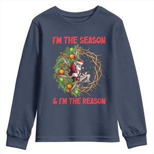 Santa Christmas Youth Sweatshirt Baby Jesus Christian Xmas TS14 Navy Print Your Wear