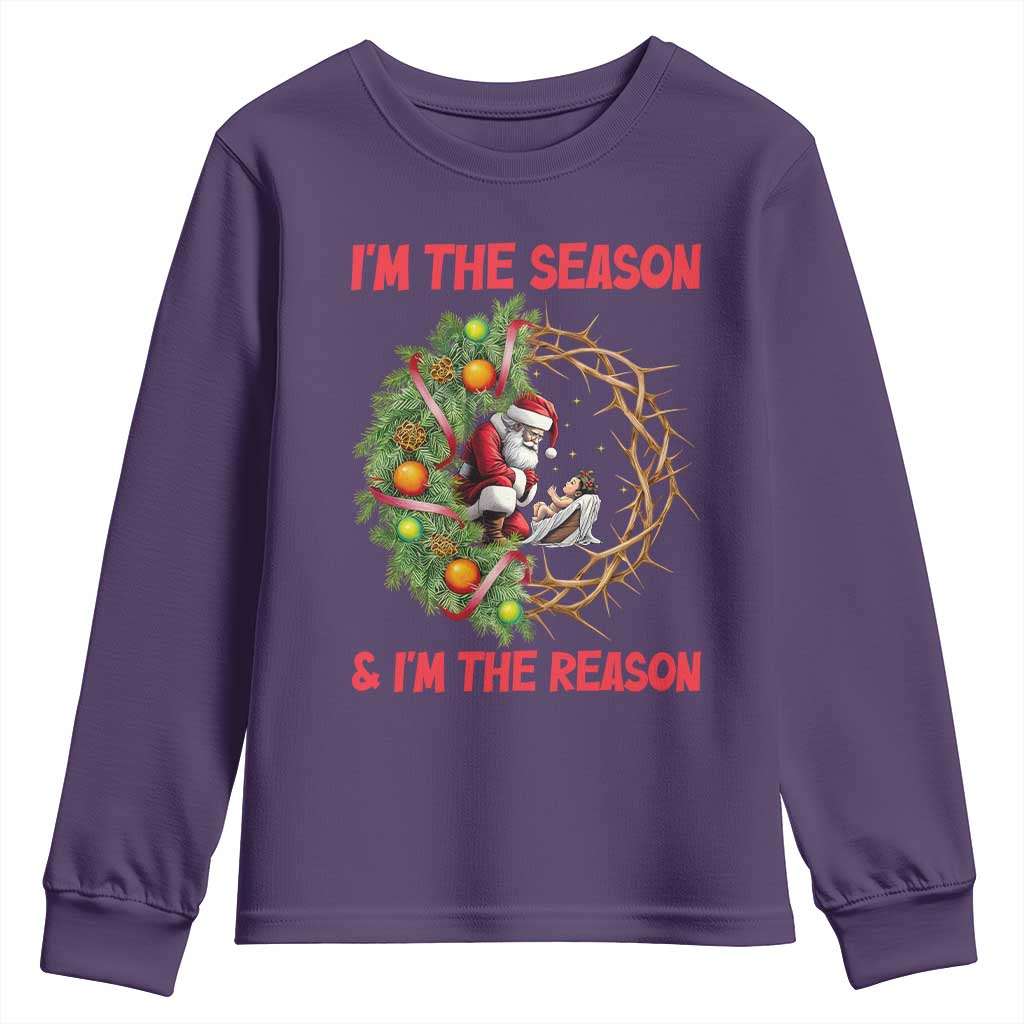 Santa Christmas Youth Sweatshirt Baby Jesus Christian Xmas TS14 Purple Print Your Wear