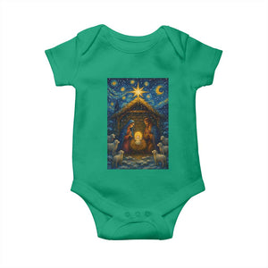 Jesus Christmas Baby Onesie Starry Night Nativity Scene Xmas TS14 Irish Green Print Your Wear