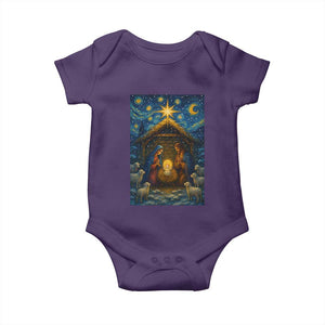 Jesus Christmas Baby Onesie Starry Night Nativity Scene Xmas TS14 Purple Print Your Wear