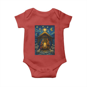 Jesus Christmas Baby Onesie Starry Night Nativity Scene Xmas TS14 Red Print Your Wear