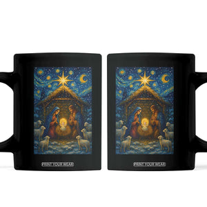 Jesus Christmas Coffee Mug Starry Night Nativity Scene Xmas TS14 Black Print Your Wear
