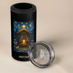 Jesus Christmas 4 in 1 Can Cooler Tumbler Starry Night Nativity Scene Xmas TS14 Print Your Wear