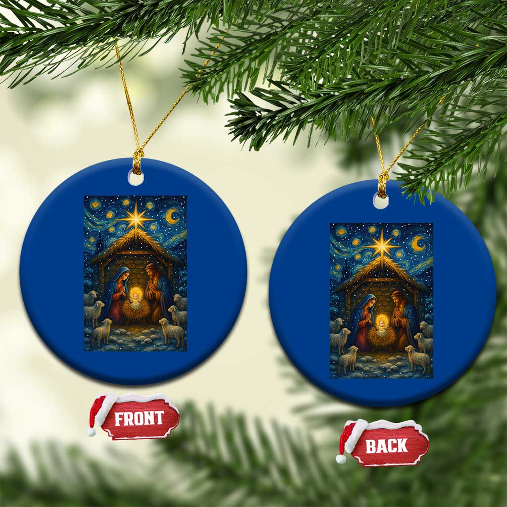 Jesus Xmas Ceramic Ornament Starry Night Nativity Scene Xmas TS14 1pc Blue Print Your Wear