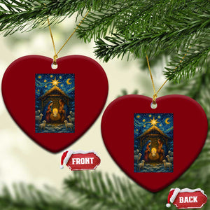 Jesus Xmas Ceramic Ornament Starry Night Nativity Scene Xmas TS14 Print Your Wear