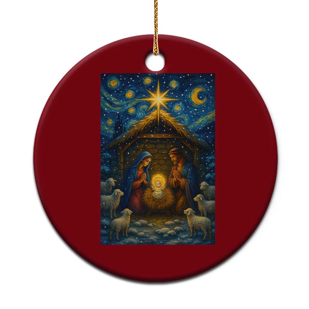 Jesus Xmas Ceramic Ornament Starry Night Nativity Scene Xmas TS14 1pc Red Print Your Wear
