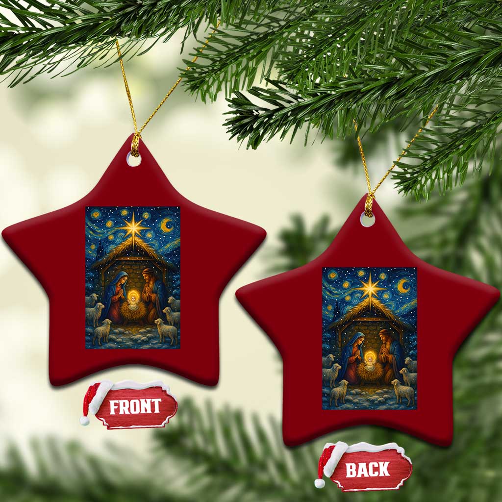 Jesus Xmas Ceramic Ornament Starry Night Nativity Scene Xmas TS14 Print Your Wear