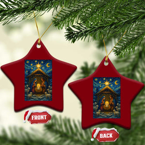 Jesus Xmas Ceramic Ornament Starry Night Nativity Scene Xmas TS14 Print Your Wear