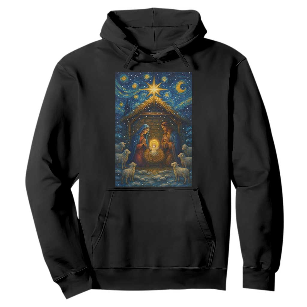 Jesus Christmas Hoodie Starry Night Nativity Scene Xmas TS14 Black Print Your Wear