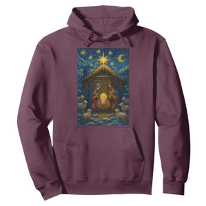 Jesus Christmas Hoodie Starry Night Nativity Scene Xmas TS14 Maroon Print Your Wear