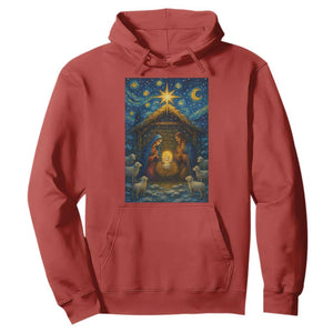 Jesus Christmas Hoodie Starry Night Nativity Scene Xmas TS14 Red Print Your Wear