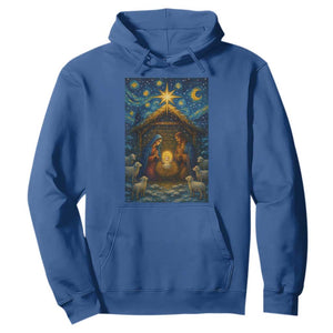 Jesus Christmas Hoodie Starry Night Nativity Scene Xmas TS14 Royal Blue Print Your Wear