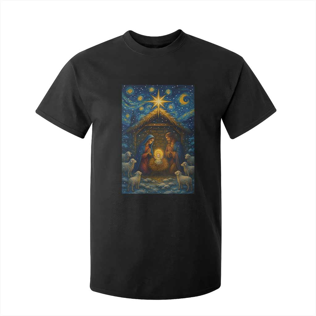 Jesus Christmas T Shirt For Kid Starry Night Nativity Scene Xmas TS14 Black Print Your Wear