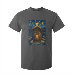 Jesus Christmas T Shirt For Kid Starry Night Nativity Scene Xmas TS14 Dark Heather Print Your Wear