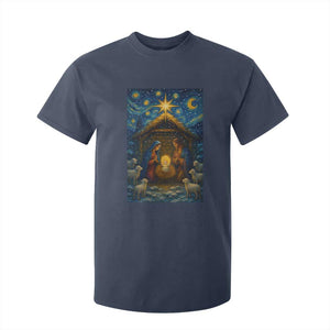 Jesus Christmas T Shirt For Kid Starry Night Nativity Scene Xmas TS14 Navy Print Your Wear