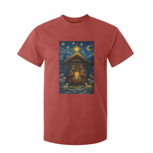 Jesus Christmas T Shirt For Kid Starry Night Nativity Scene Xmas TS14 Red Print Your Wear