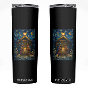 Jesus Christmas Skinny Tumbler Starry Night Nativity Scene Xmas TS14 Black Print Your Wear