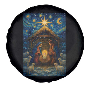 Jesus Christmas Spare Tire Cover Starry Night Nativity Scene Xmas TS14 Print Your Wear
