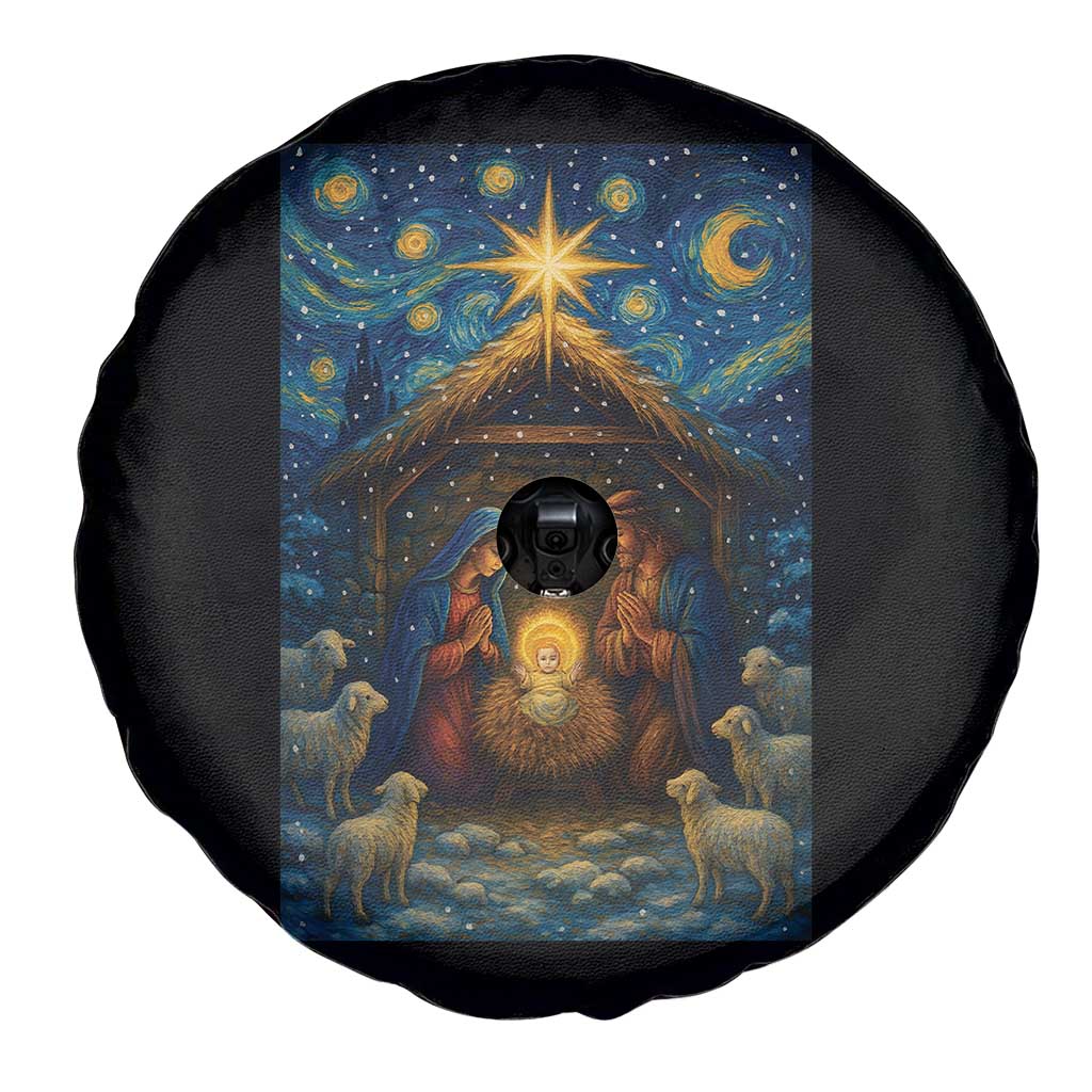 Jesus Christmas Spare Tire Cover Starry Night Nativity Scene Xmas TS14 Print Your Wear