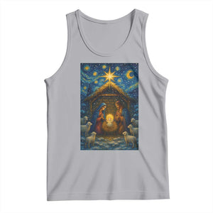 Jesus Christmas Tank Top Starry Night Nativity Scene Xmas TS14 Athletic Heather Print Your Wear