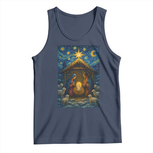 Jesus Christmas Tank Top Starry Night Nativity Scene Xmas TS14 Navy Print Your Wear